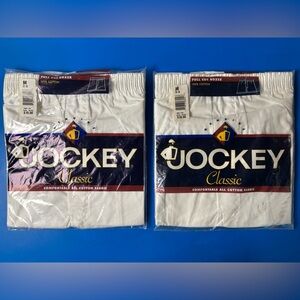 2x Vintage Jockey Classic Men's Full Cut Boxer Medium 32-34 White Pair NOS USA